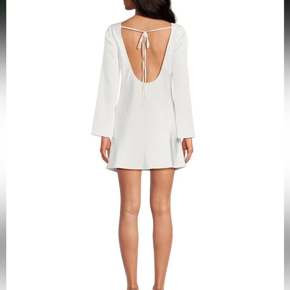NWT Gianni Bini White Tie Back long Sleeve Mini Dress Size small